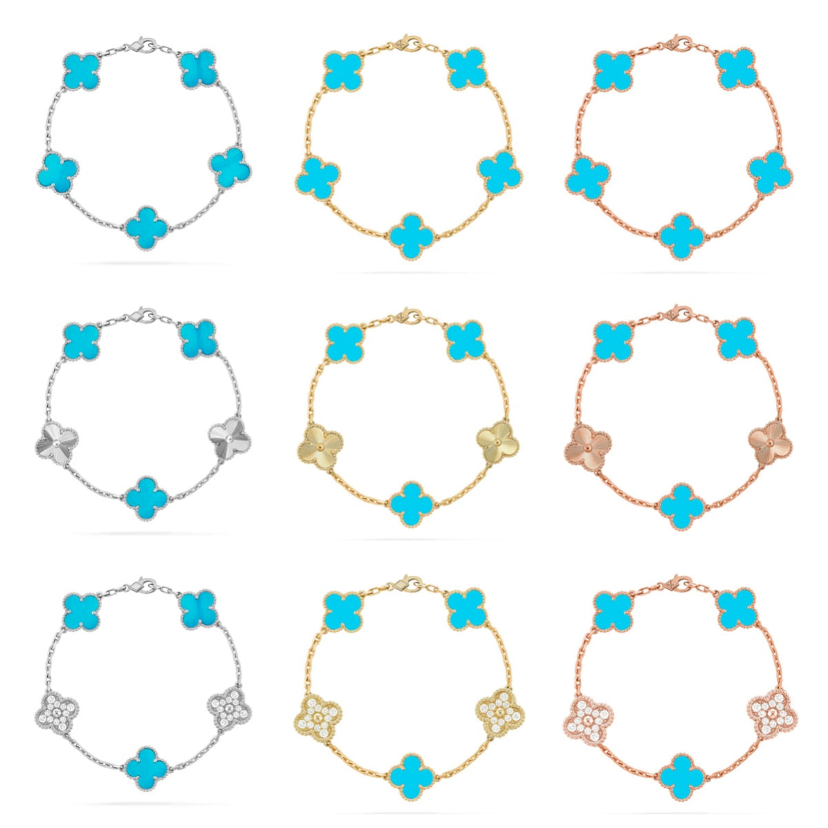 [Glow]New  CLOVER 5 MOTIF TURQUOISE BRACELET COLLECTION