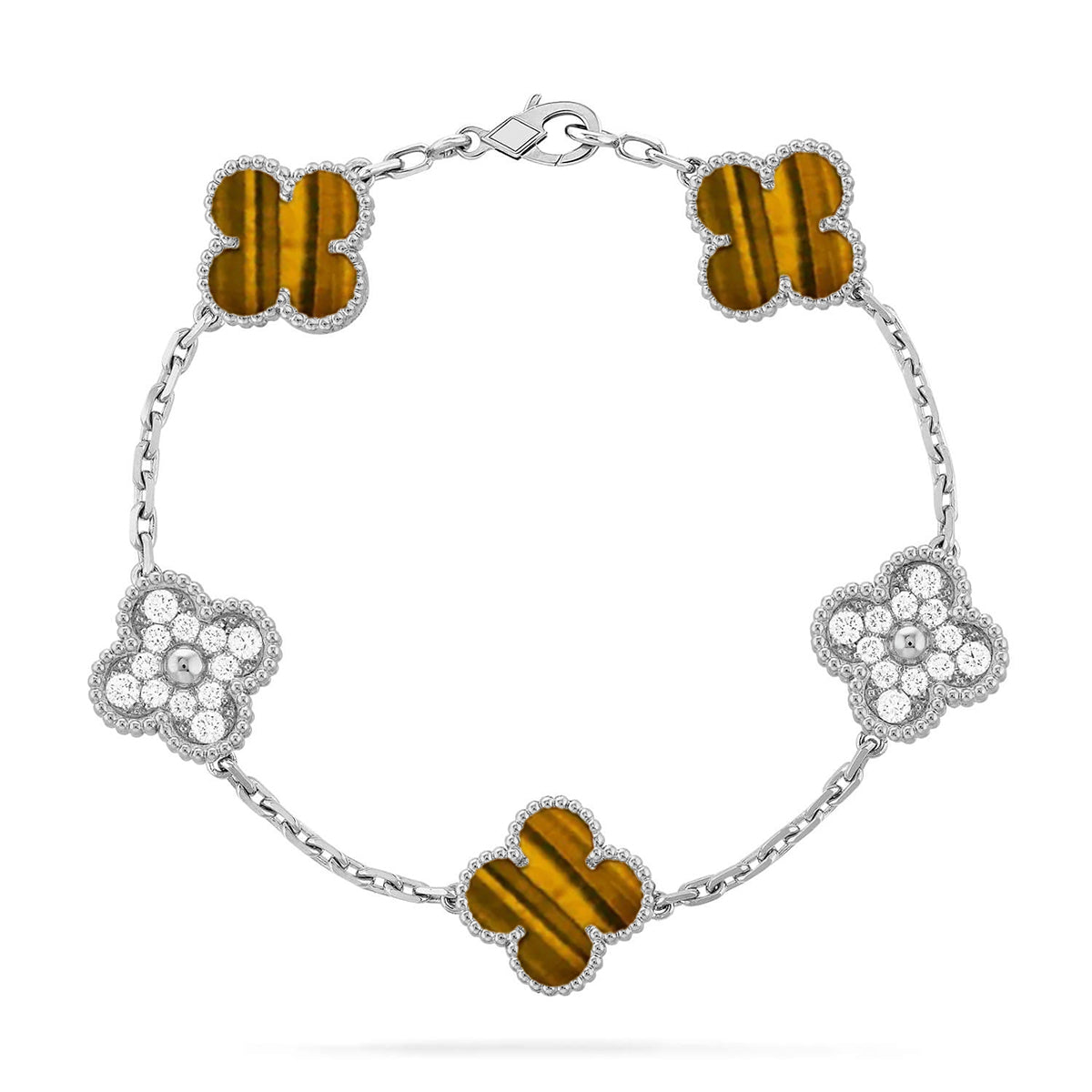 [Glow Jewelry] CLOVER 5 MOTIFS TIGER EYE BRACELET COLLECTION