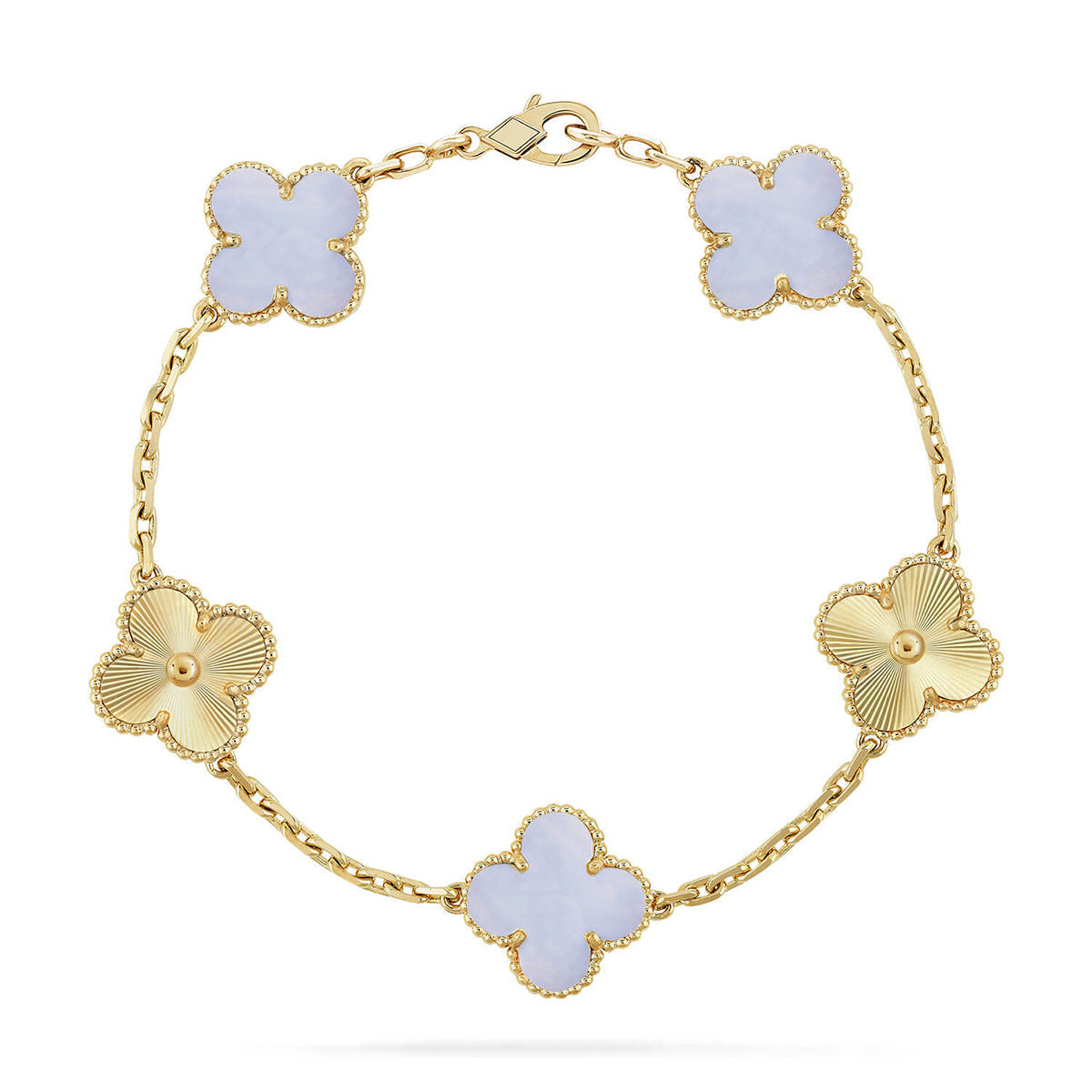 [Glow]New  CLOVER 5 MOTIF PURPLE CHALCEDONY BRACELET COLLECTION