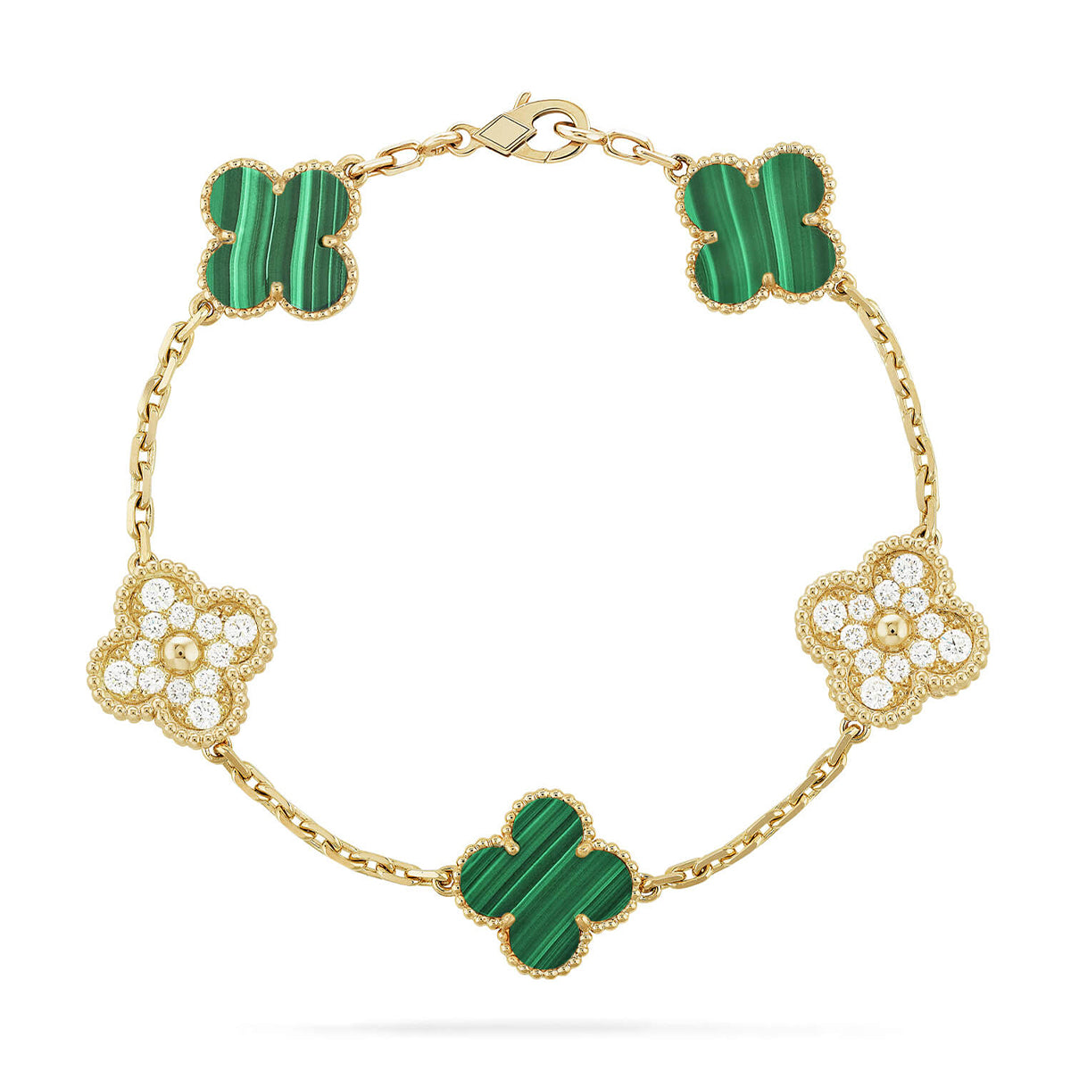 [Glow]New  CLOVER 5 MOTIF MALACHITE BRACELET COLLECTION