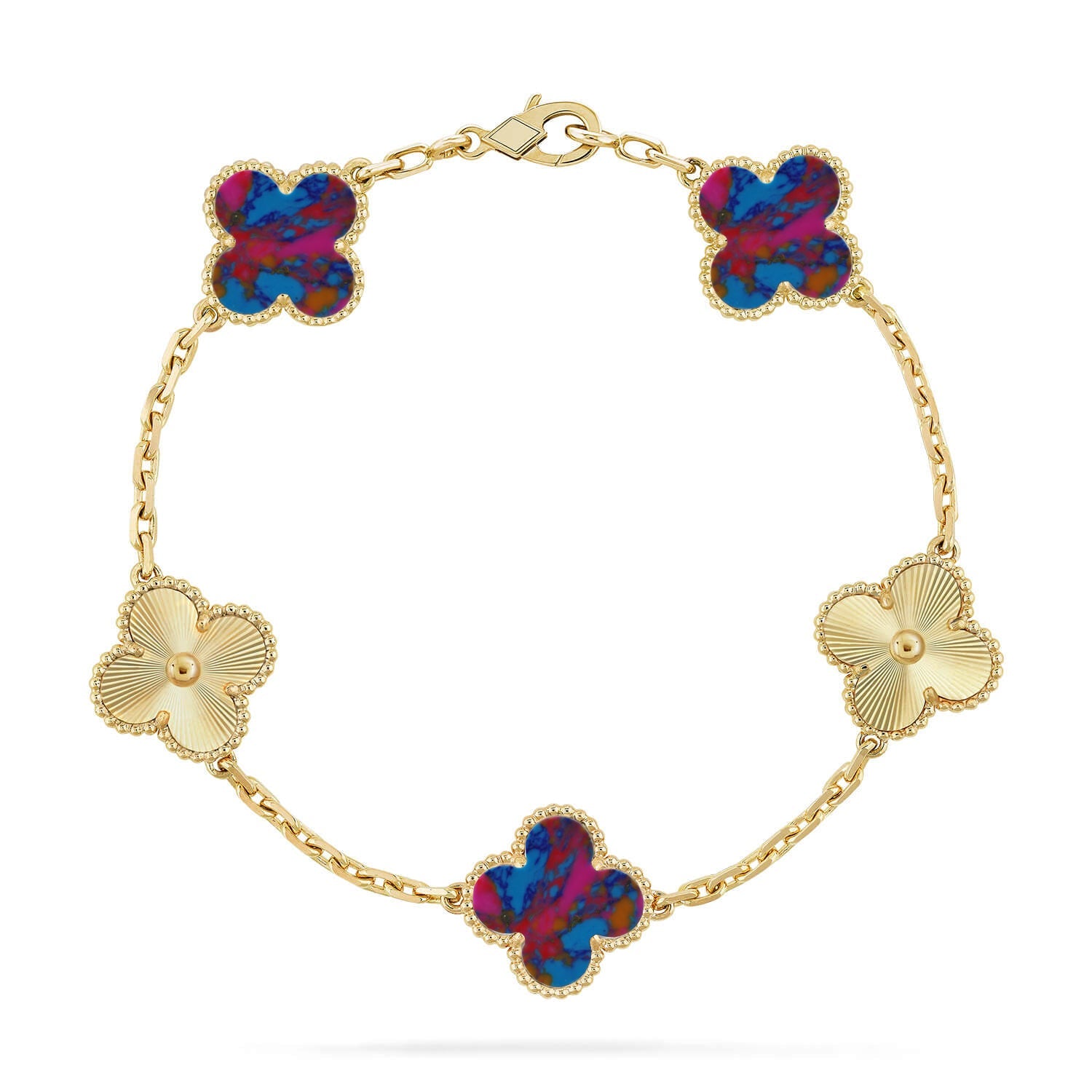 [Glow Jewelry]CLOVER 5 MOTIF COLOR GEMSTONES BRACELET COLLECTION
