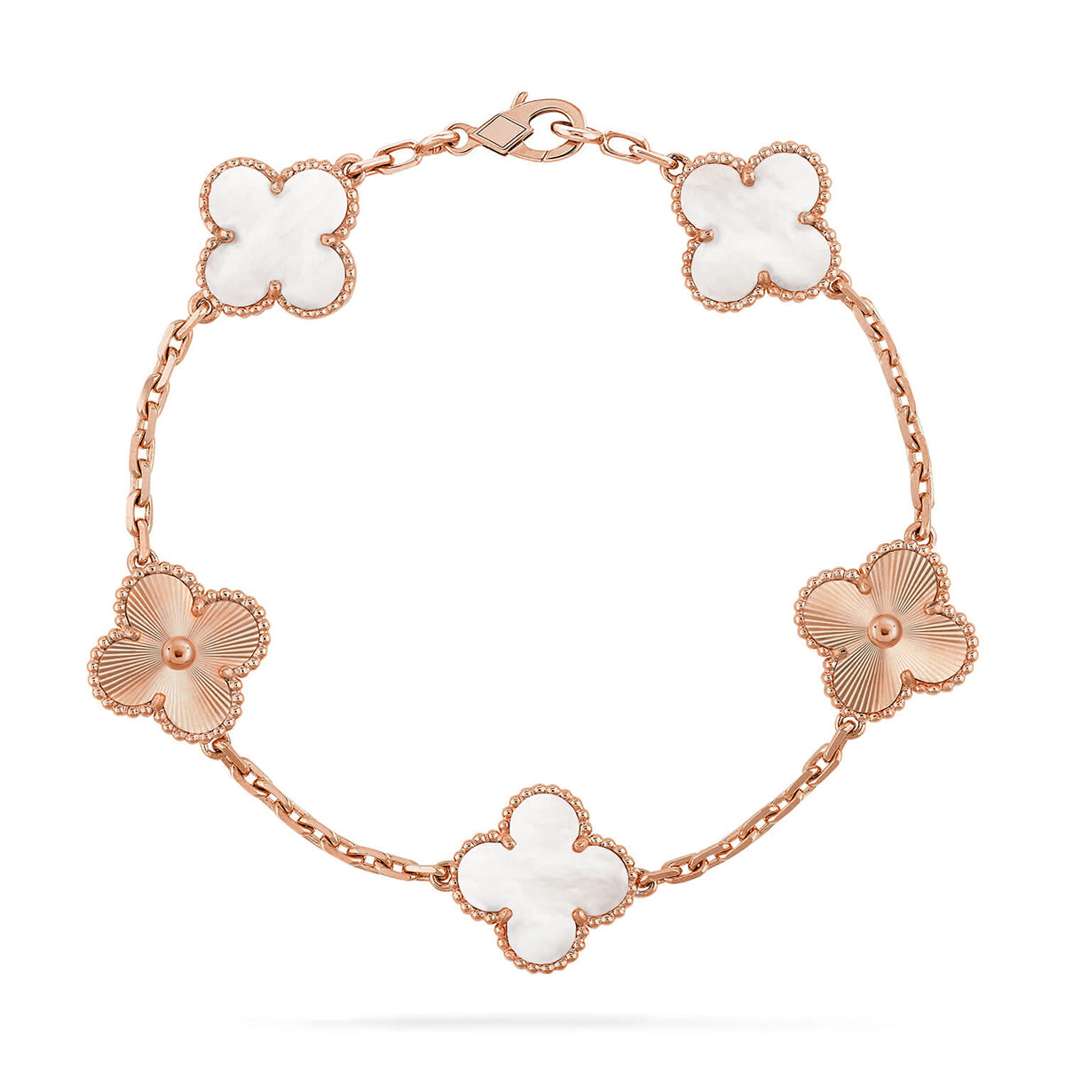 [Glow Jewelry]CLOVER WHITE PEARL MOP 5 MOTIF BRACELET COLLECTION