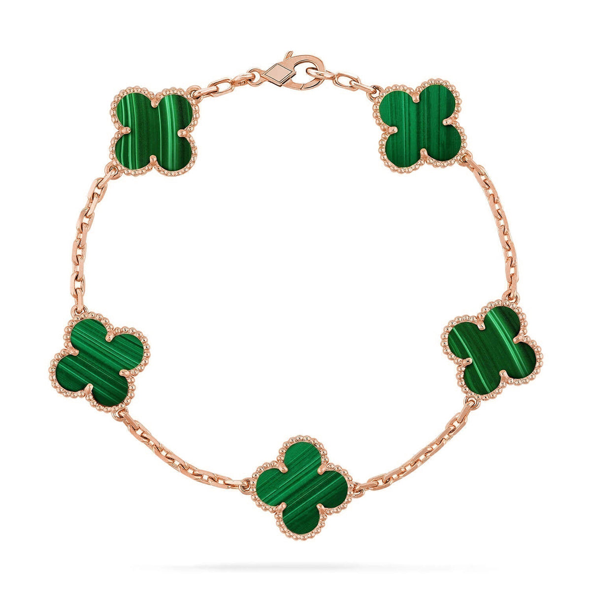 [Glow Jewelry] CLOVER 5 MOTIF MALACHITE BRACELET COLLECTION
