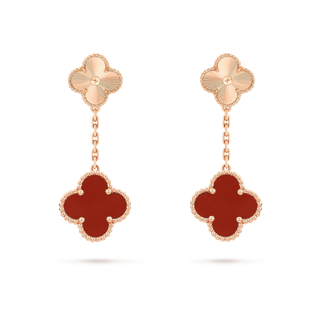 ¡®Glow¡¯CLOVER 2 MOTIF  LASER CARNELIAN EARRINGS
