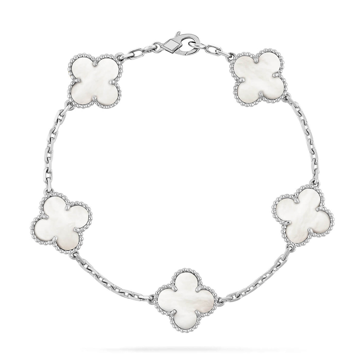 [Glow]New CLOVER WHITE PEARL MOP 5 MOTIF BRACELET COLLECTION
