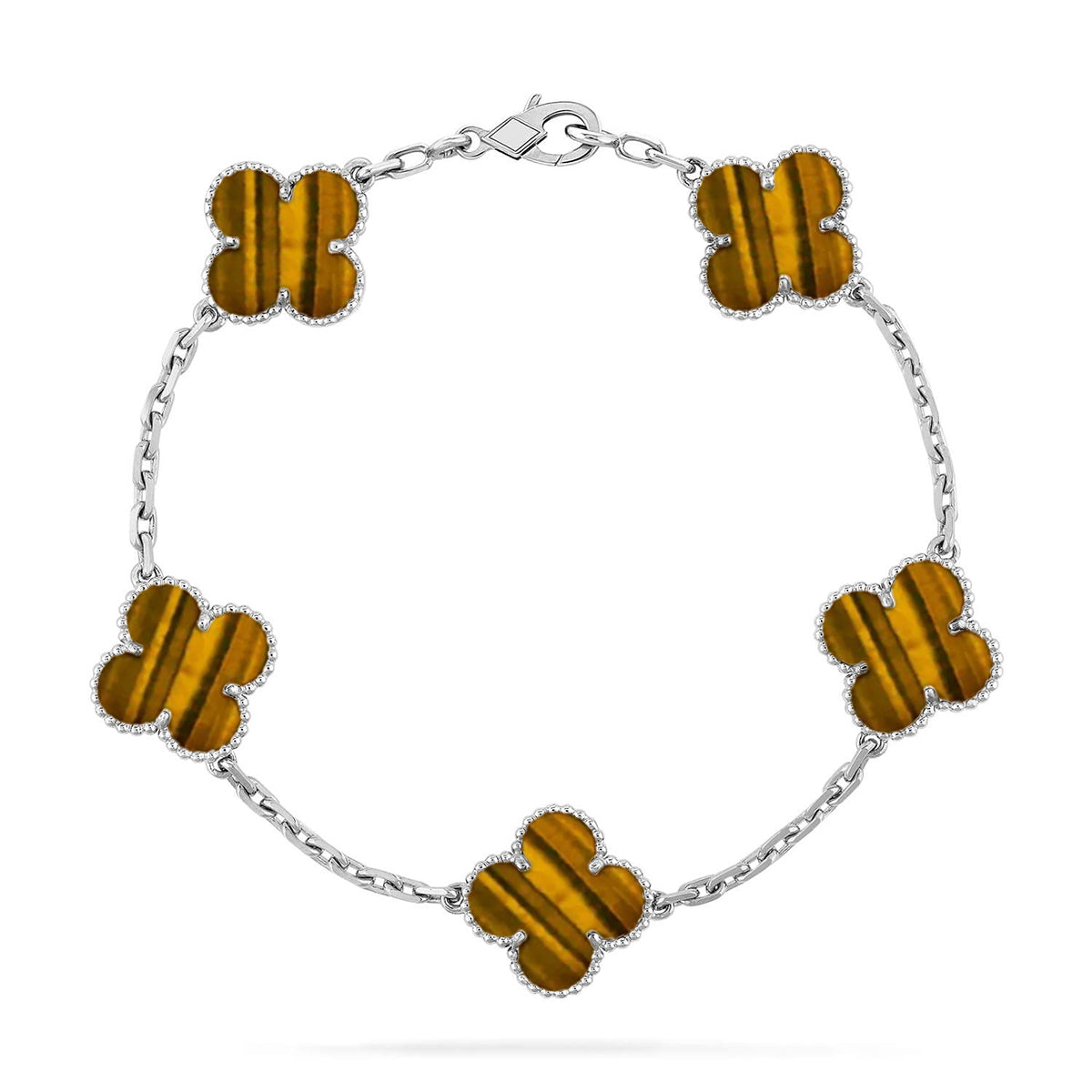 [Glow]New  CLOVER 5 MOTIFS TIGER EYE BRACELET COLLECTION