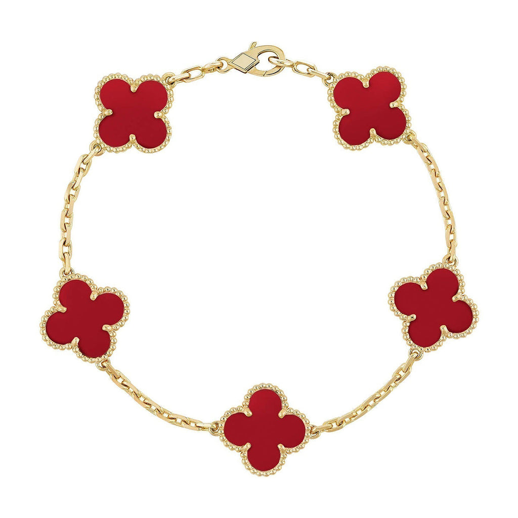 [Glow Jewelry] CLOVER 5 MOTIF RED CORNELIAN BRACELET COLLECTION