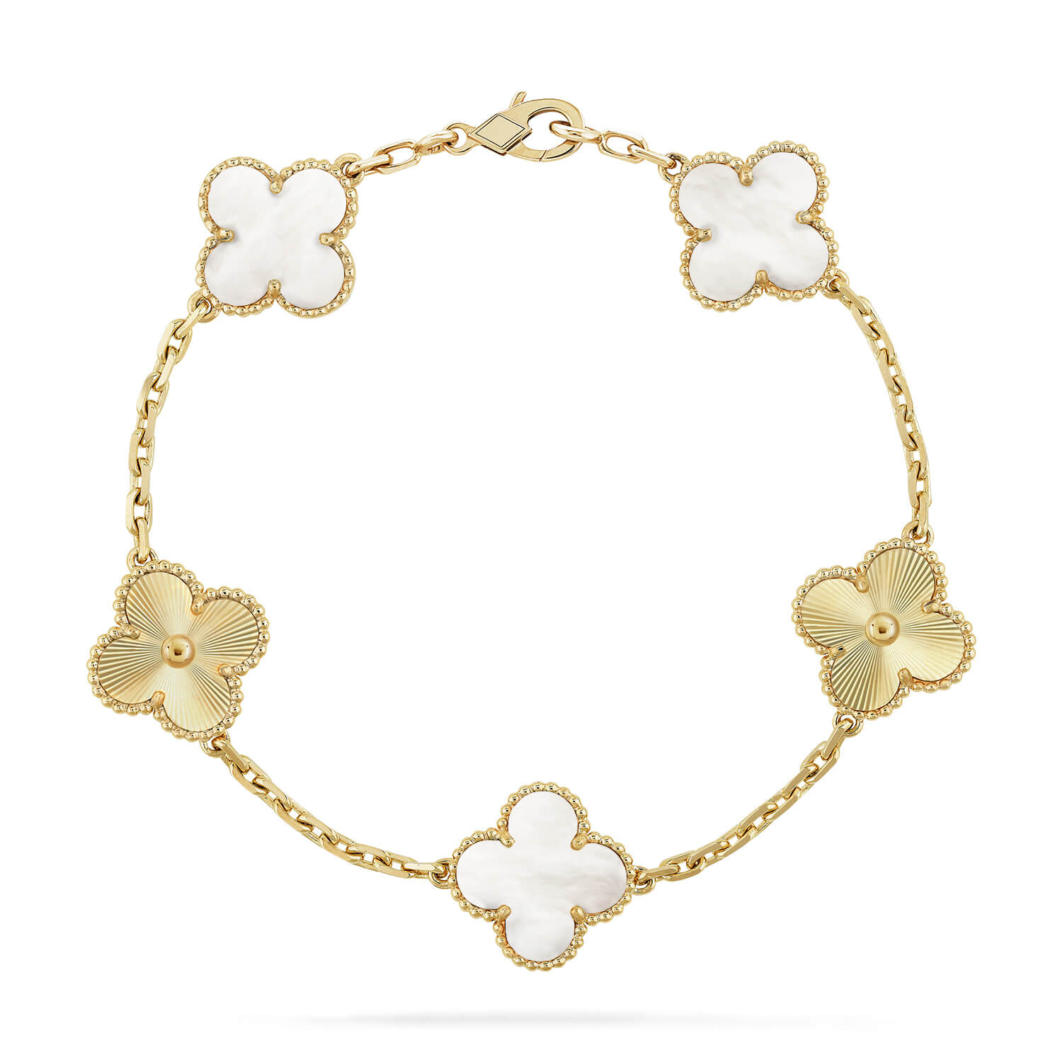 [Glow]New CLOVER WHITE PEARL MOP 5 MOTIF BRACELET COLLECTION