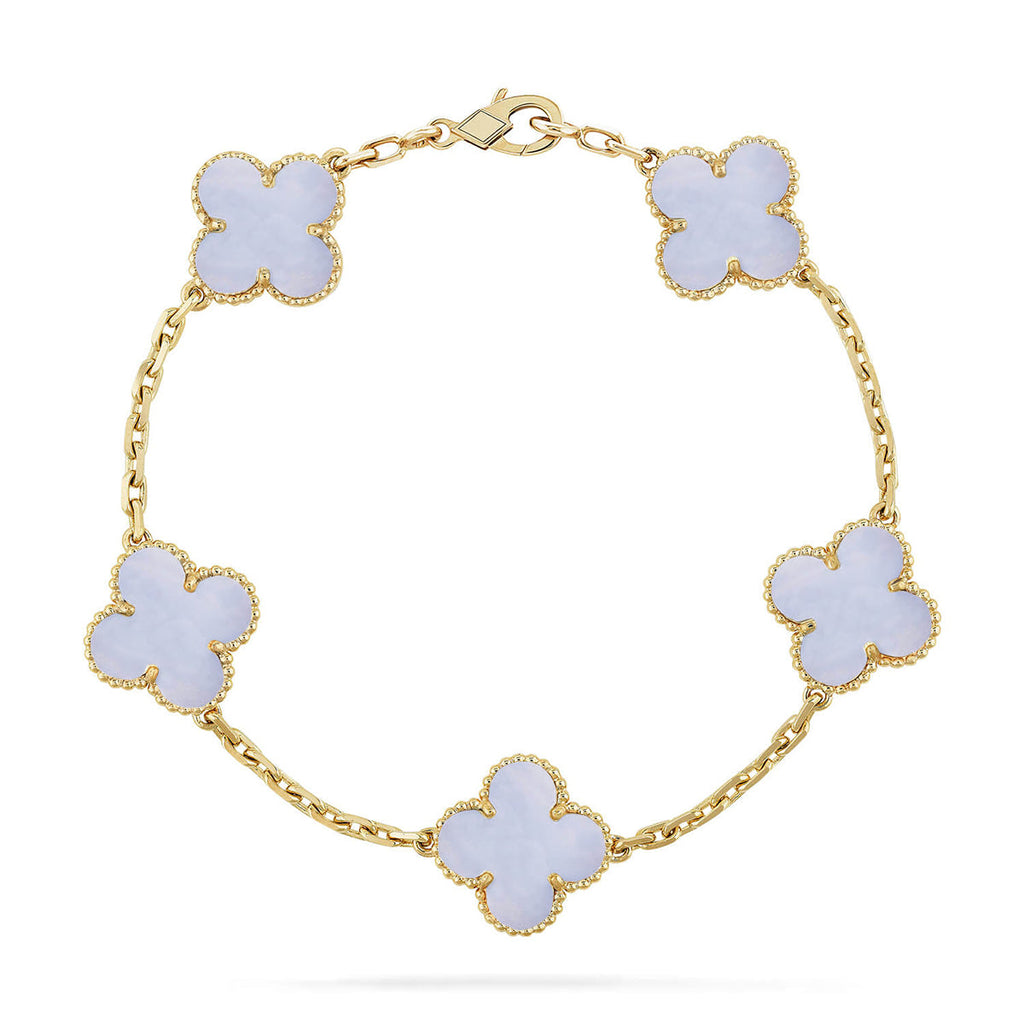 [Glow]New  CLOVER 5 MOTIF PURPLE CHALCEDONY BRACELET COLLECTION