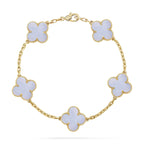 [Glow]New  CLOVER 5 MOTIF PURPLE CHALCEDONY BRACELET COLLECTION