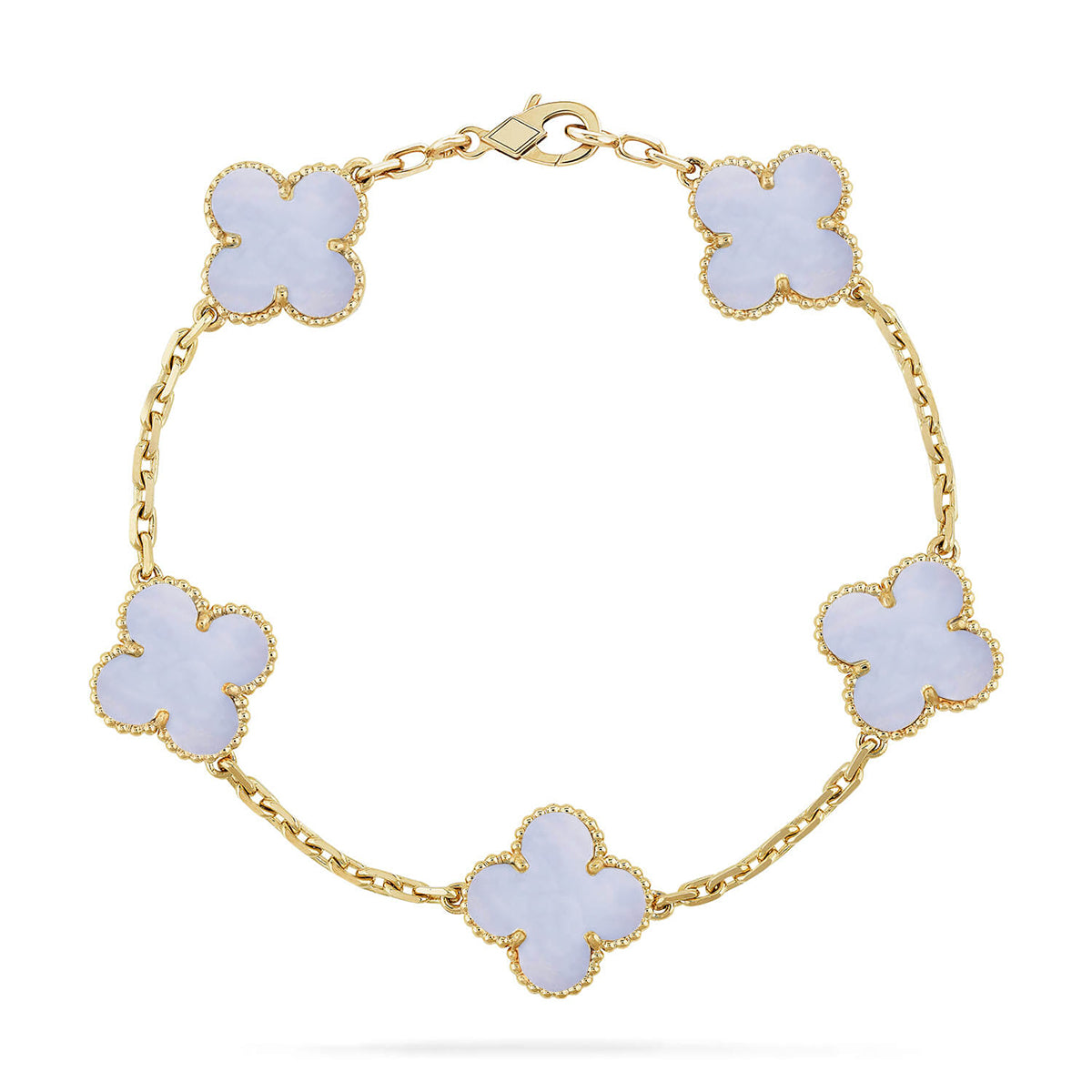 [Glow]New  CLOVER 5 MOTIF PURPLE CHALCEDONY BRACELET COLLECTION