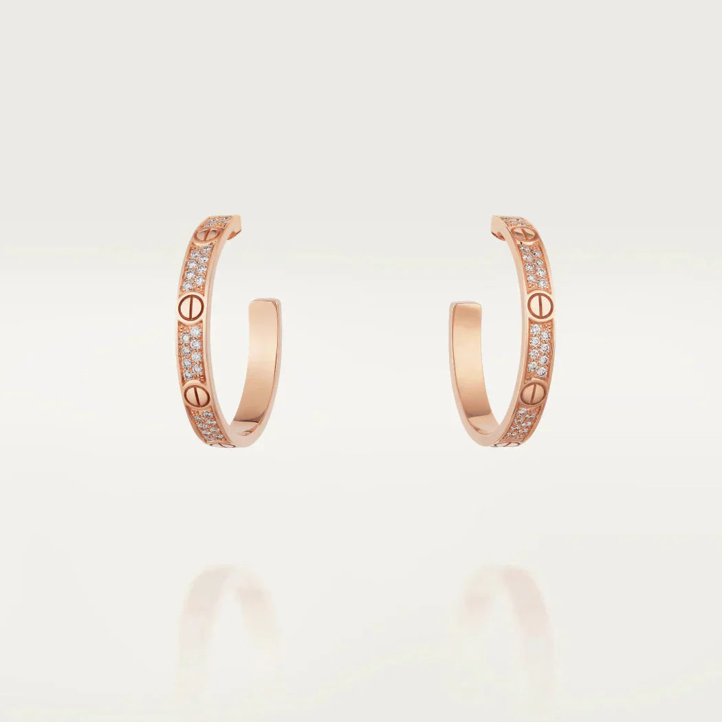 GlowLOVE DIAMOND PINK GOLD HOOP EARRINGS