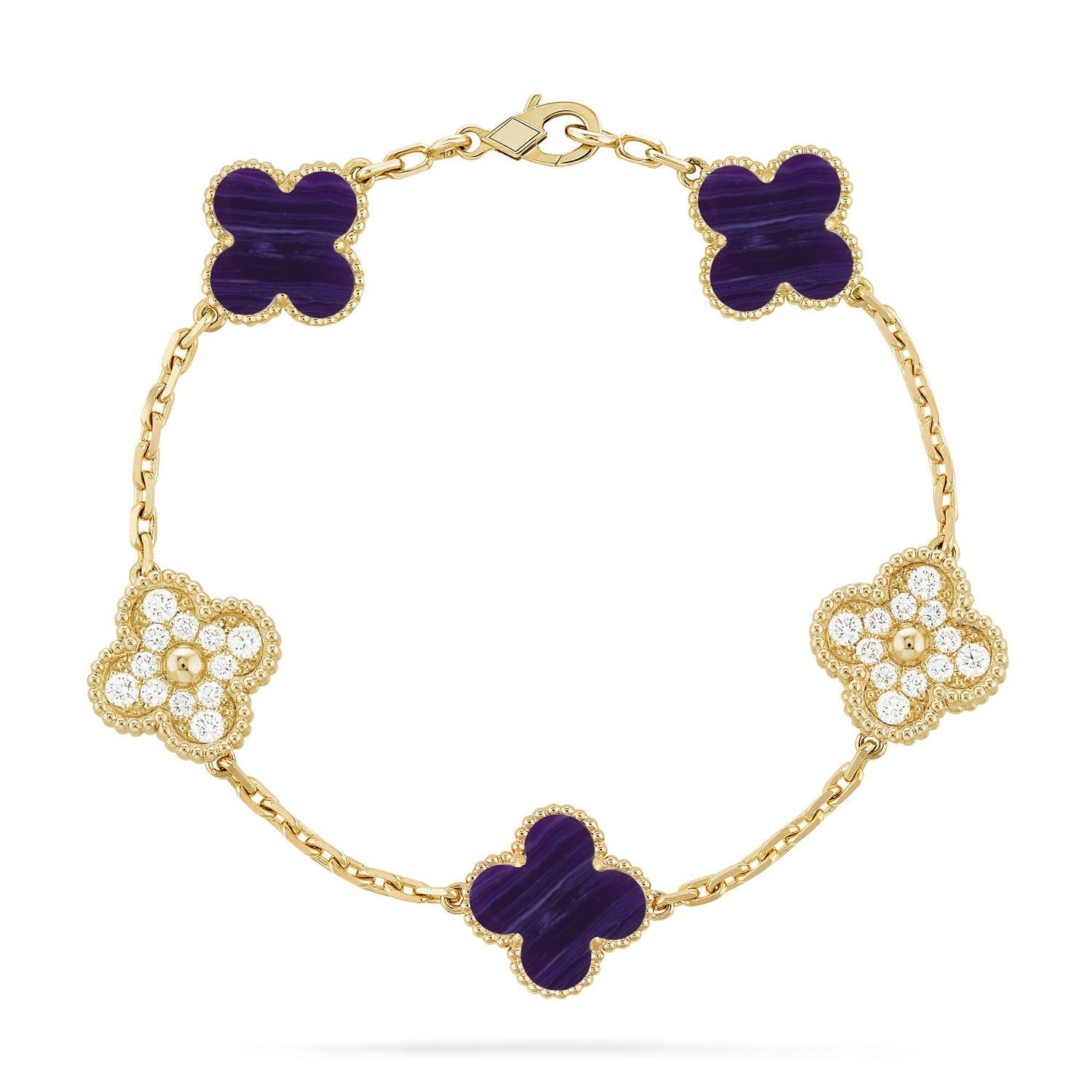 [Glow Jewelry]CLOVER 5 MOTIF PURPLE STRIPES BRACELET COLLECTION