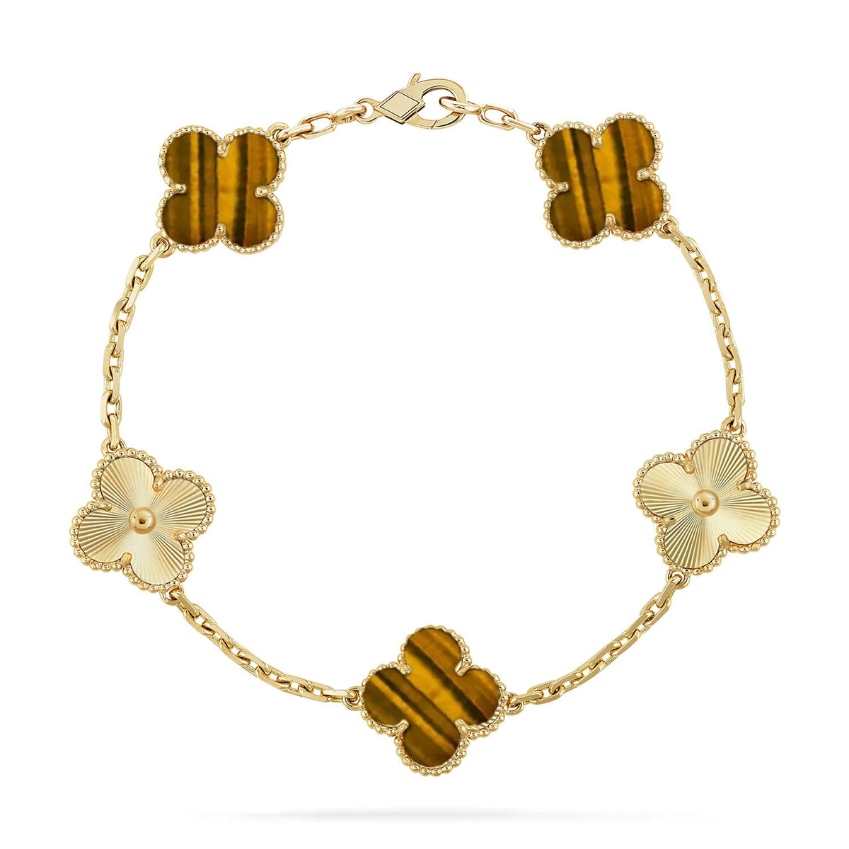 [Glow]New  CLOVER 5 MOTIFS TIGER EYE BRACELET COLLECTION