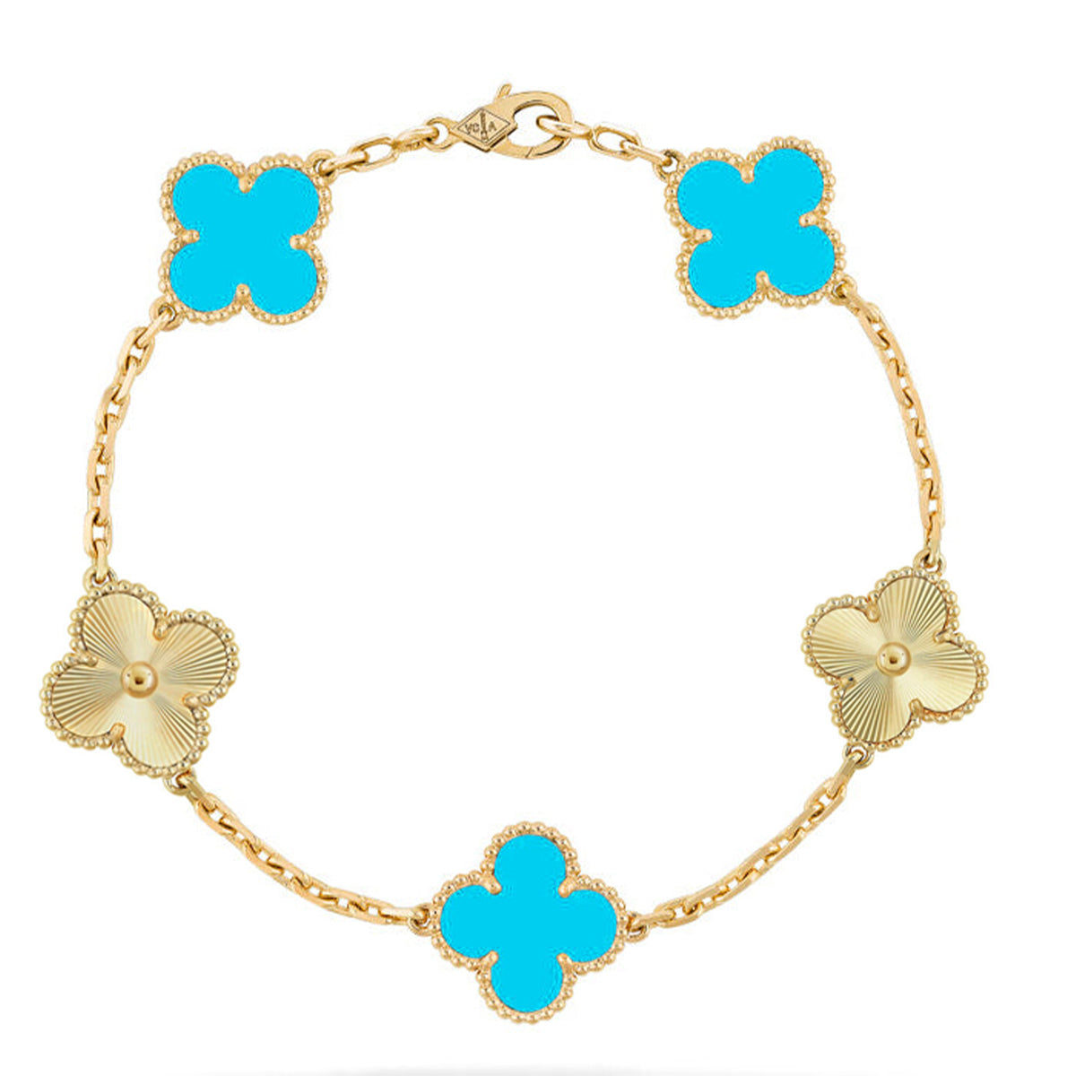 [Glow Jewelry] CLOVER 5 MOTIF TURQUOISE BRACELET COLLECTION