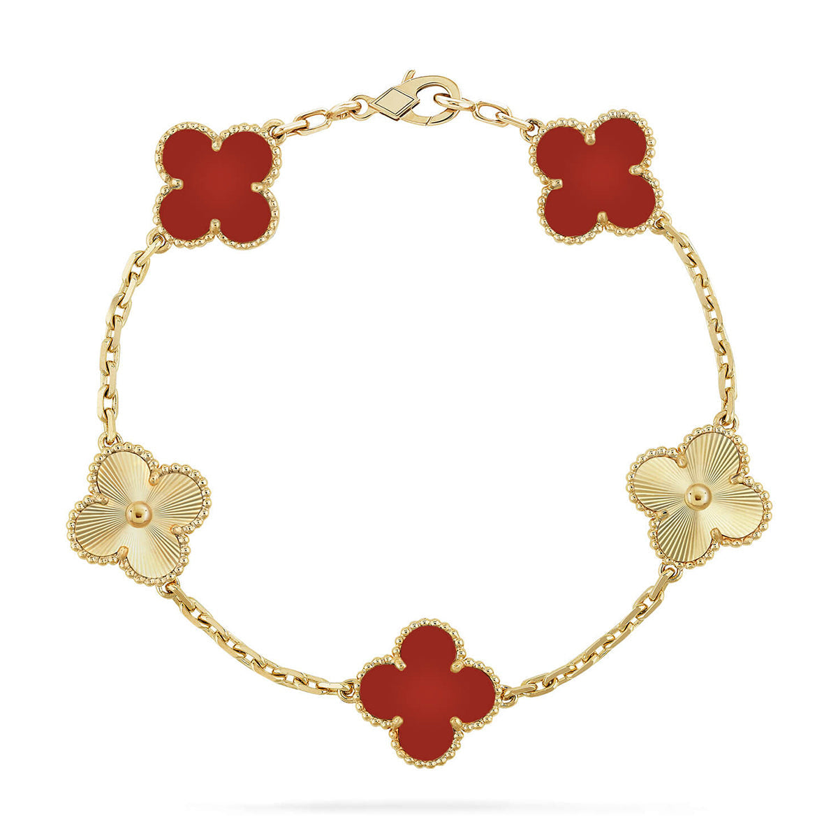 [Glow Jewelry] CLOVER 5 MOTIF RED CORNELIAN BRACELET COLLECTION