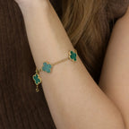 [Glow Jewelry] CLOVER 5 MOTIF MALACHITE BRACELET COLLECTION