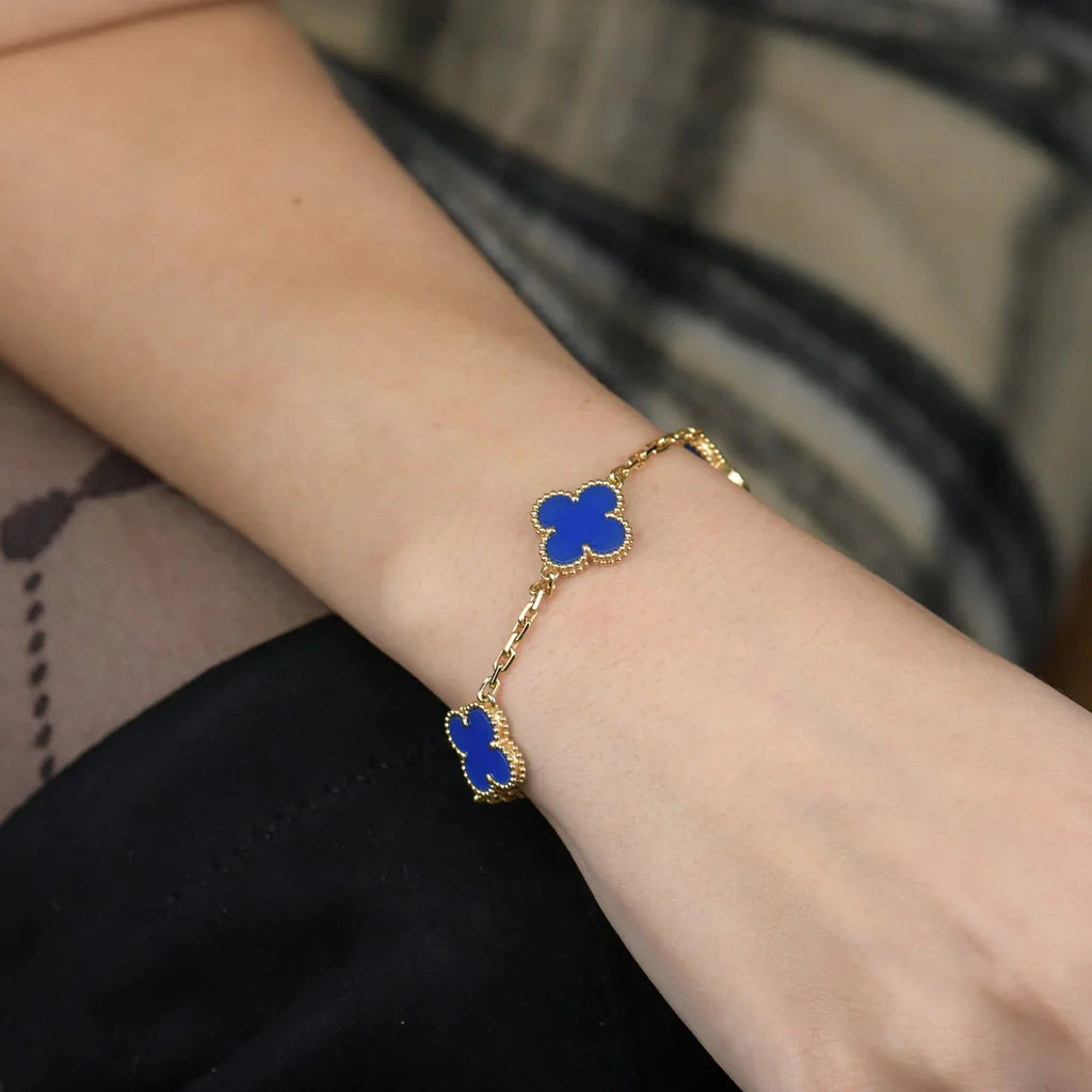 [Glow Jewelry] CLOVER 5 MOTIF BLUE AGATE BRACELET COLLECTION
