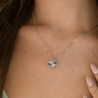 ¡®Glow¡¯CLOVER  15MM DIAMOND LASER NECKLACE SILVER
