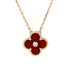 ¡®Glow¡¯CLOVER 15MM DIAMOND CARNELIAN NECKLACE