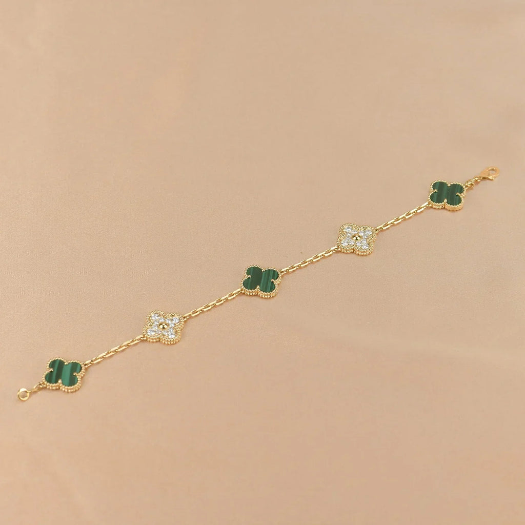 [Glow]New  CLOVER 5 MOTIF MALACHITE BRACELET COLLECTION