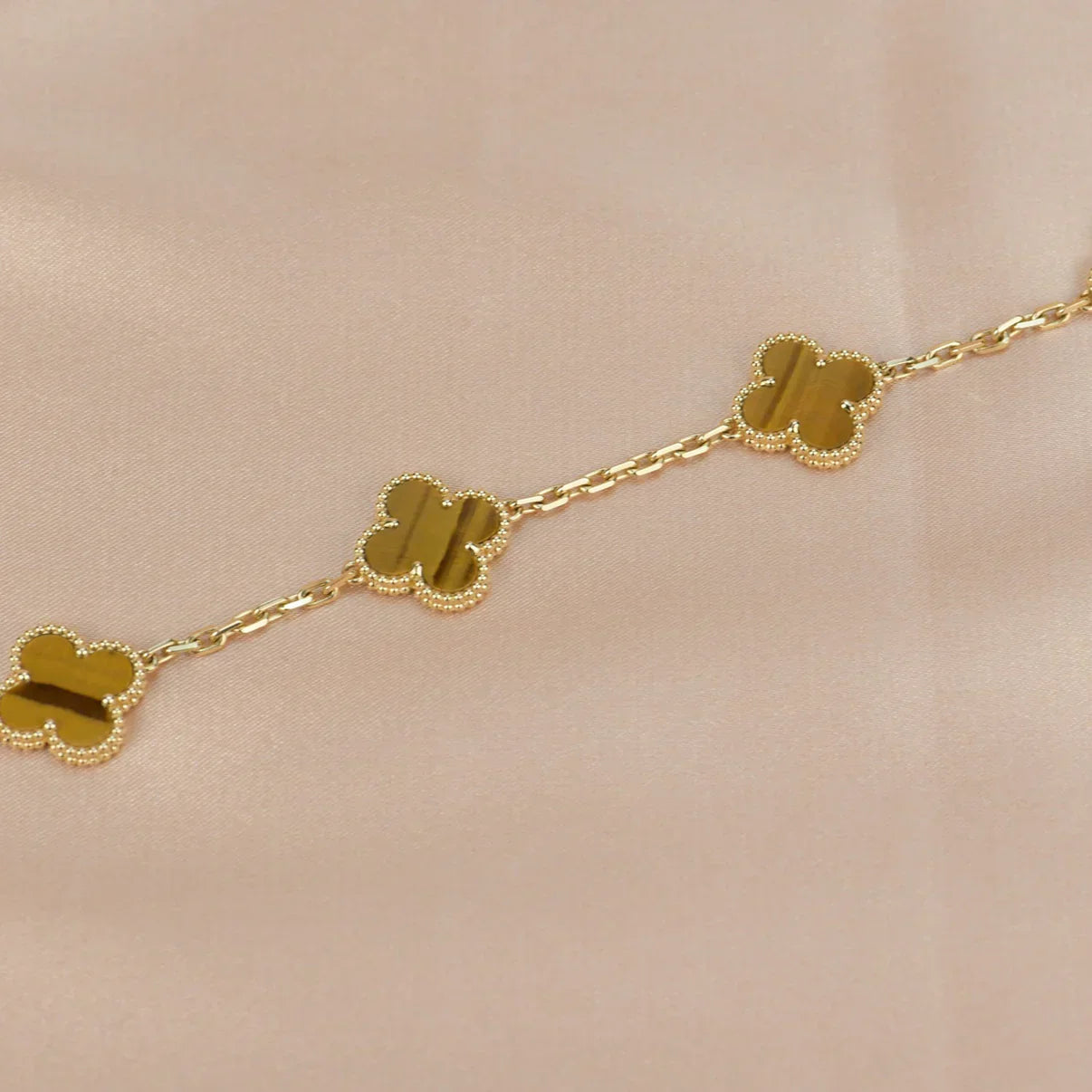 [Glow]New  CLOVER 5 MOTIFS TIGER EYE BRACELET COLLECTION