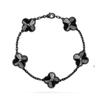 [Glow Jewelry]CLOVER 5 MOTIF BLACK BRACELET