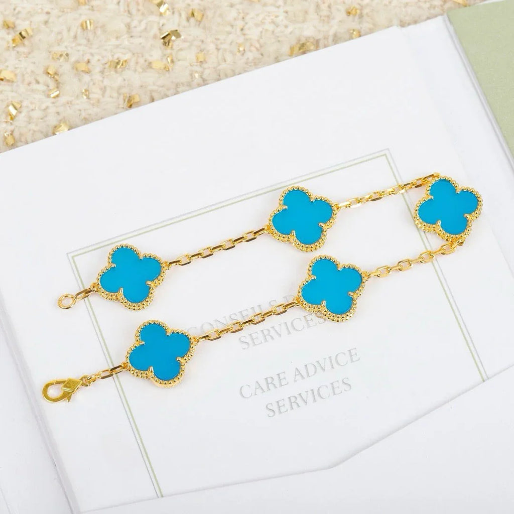[Glow Jewelry] CLOVER 5 MOTIF TURQUOISE BRACELET COLLECTION