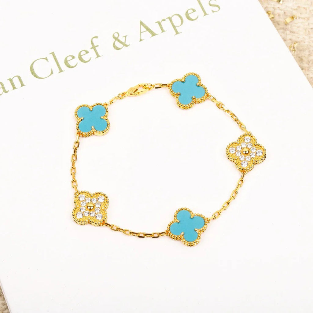 [Glow Jewelry] CLOVER 5 MOTIF TURQUOISE BRACELET COLLECTION