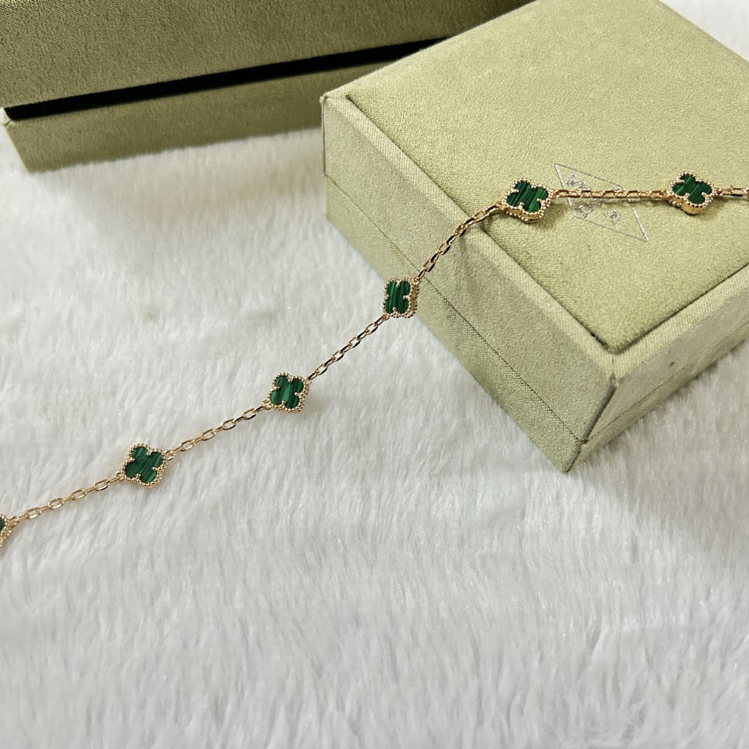 [¡®Glow¡¯]CLOVER 6 MOTIF MALACHITE BRACELET