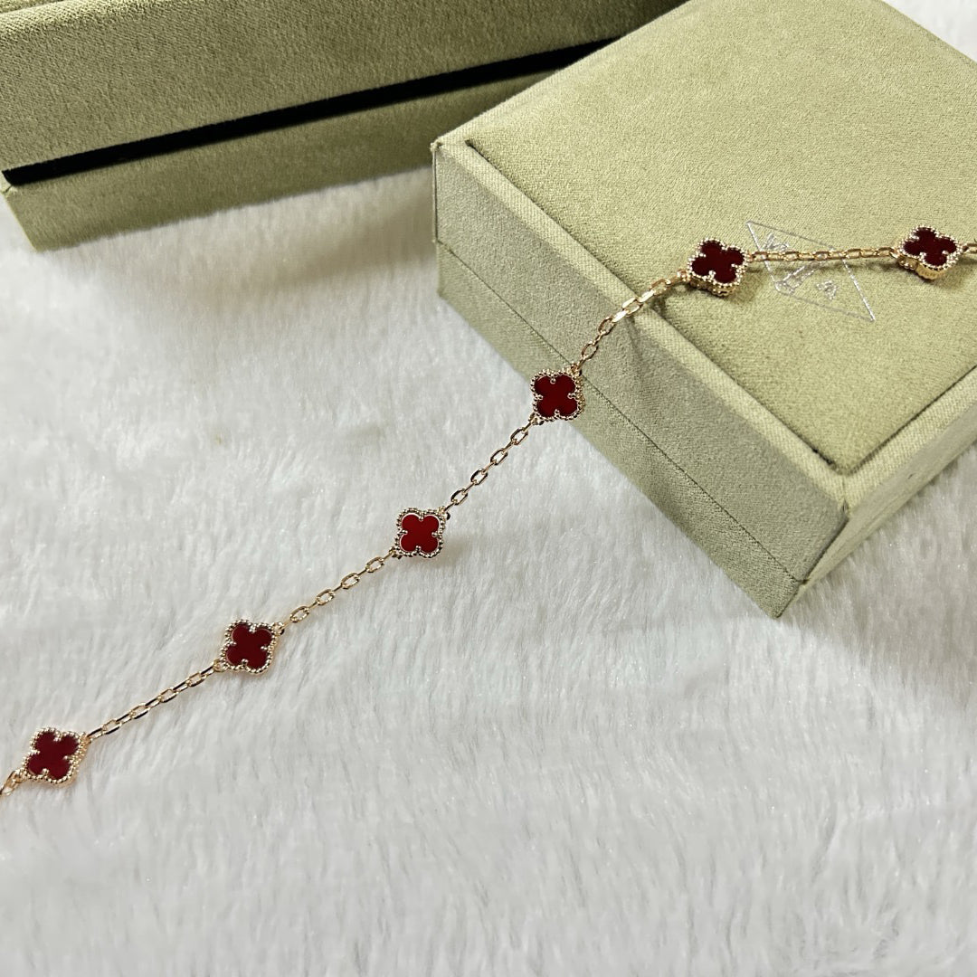 [¡®Glow¡¯]CLOVER 6 MOTIF RED AGATE BRACELET