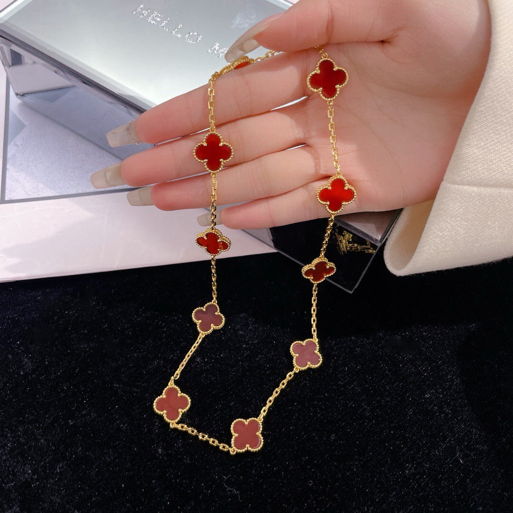 ¡®Glow¡¯CLOVER 10 MOTIFS CARNELIAN NECKLACE
