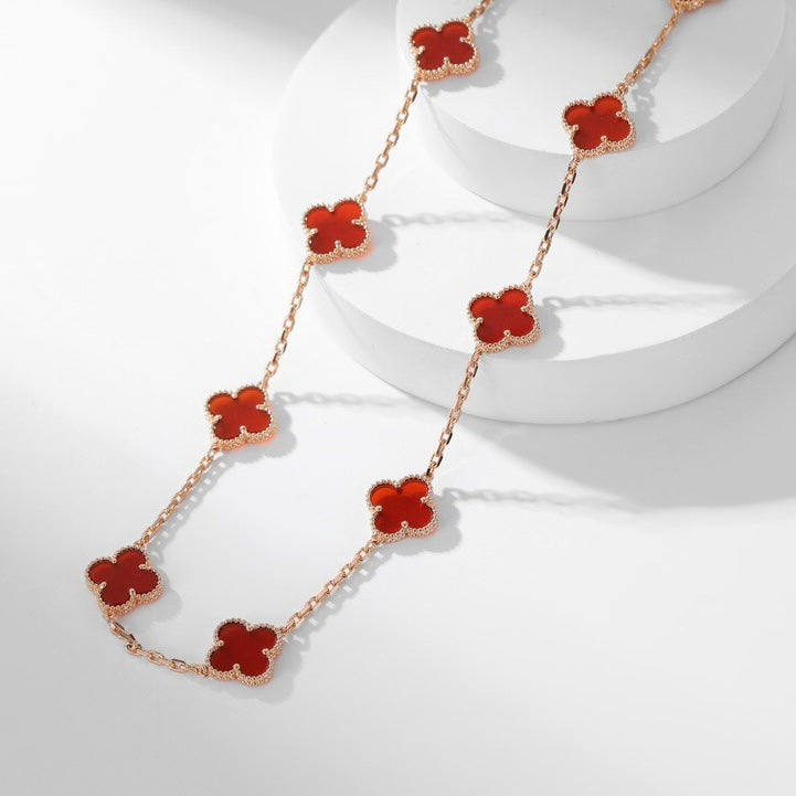 ¡®Glow¡¯CLOVER 10 MOTIFS CARNELIAN NECKLACE