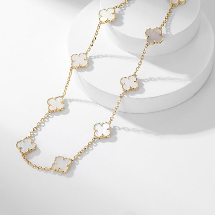 ¡®Glow¡¯CLOVER 10 MOTIFS WHITE MOTHER OF PEARL NECKLACE