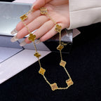 ¡®Glow¡¯CLOVER 10 MOTIFS TIGER EYE NECKLACE