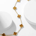 ¡®Glow¡¯CLOVER 10 MOTIFS TIGER EYE NECKLACE