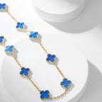 ¡®Glow¡¯CLOVER 10 MOTIFS BLUE AGATE NECKLACE