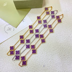 GlowCLOVER 10 MOTIFS  PURPLE VIOLET  NECKLACE