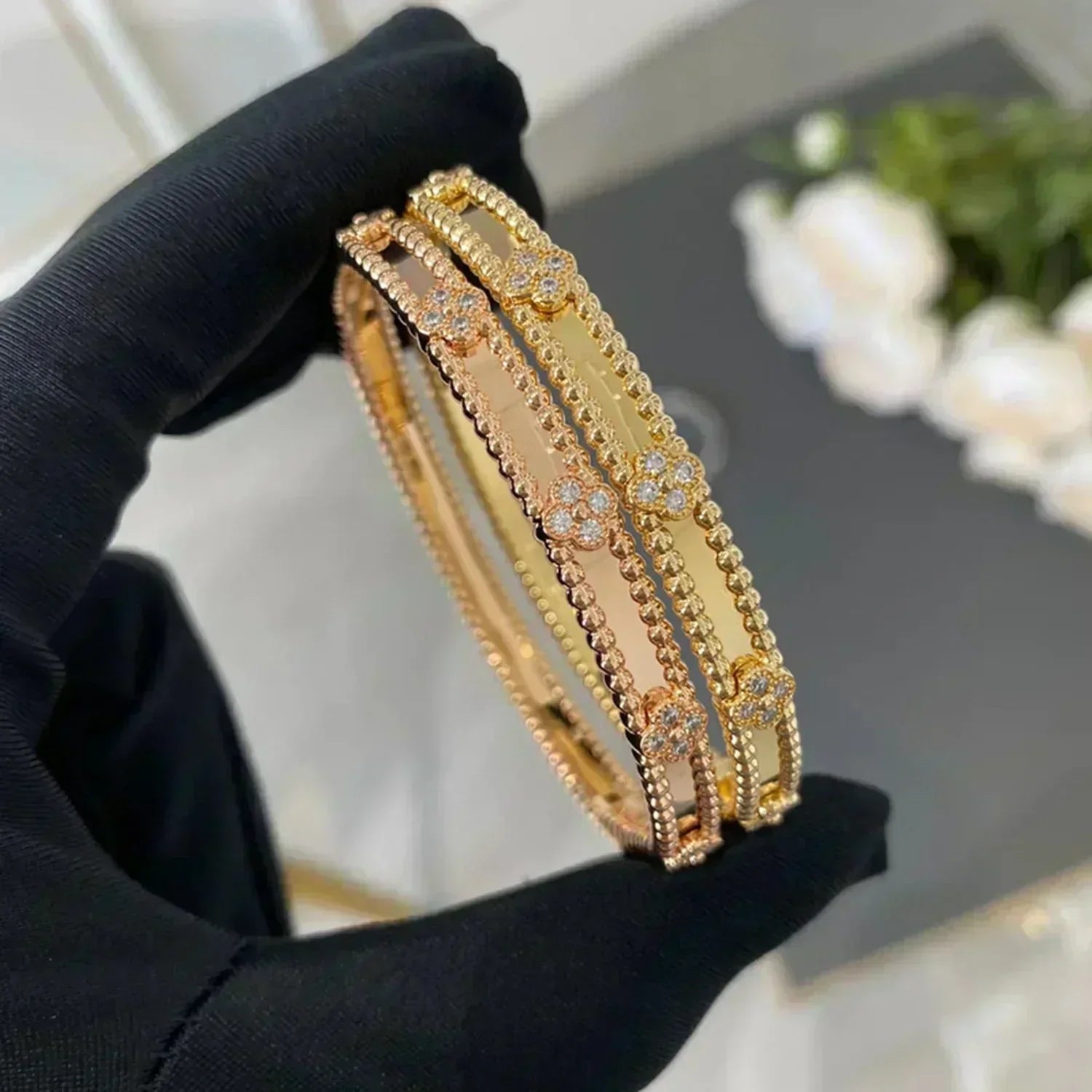 ¡®Glow¡¯CLOVER BRACELET 4MM DIAMONDS