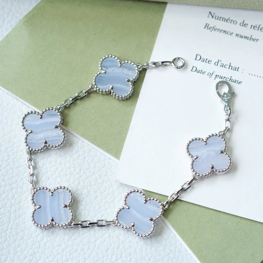 [Glow Jewelry] CLOVER 5 MOTIF PURPLE CHALCEDONY BRACELET COLLECTION