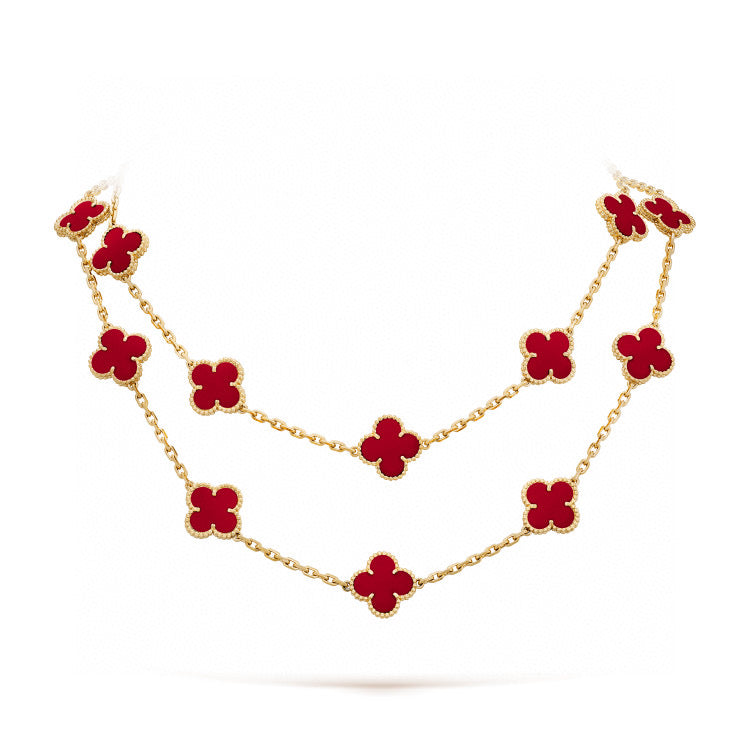 ¡®Glow¡¯CLOVER 20 MOTIFS CARNELIAN NECKLACE