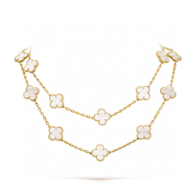 ¡®Glow¡¯CLOVER 20 MOTIFS WHITE MOP NECKLACE