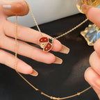 ¡®Glow¡¯LUCKY  CARNELIANS LADYBUG NECKLACE