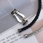 GlowFORCE LARGE HORSESHOE BLACK DIAMOND BRACELET SILVER