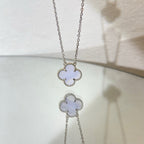 ¡®Glow¡¯CLOVER 15MM BLUE CHALCEDONY NECKLACE SILVER