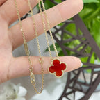 ¡®Glow¡¯CLOVER 15MM CARNELIAN SINGLE FLOWER NECKLACE