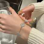 [Glow]New  CLOVER 5 MOTIF PURPLE CHALCEDONY BRACELET COLLECTION