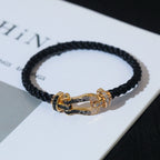 GlowFORCE LARGE HORSESHOE BLACK WHITE DIAMOND BRACELET SILVER