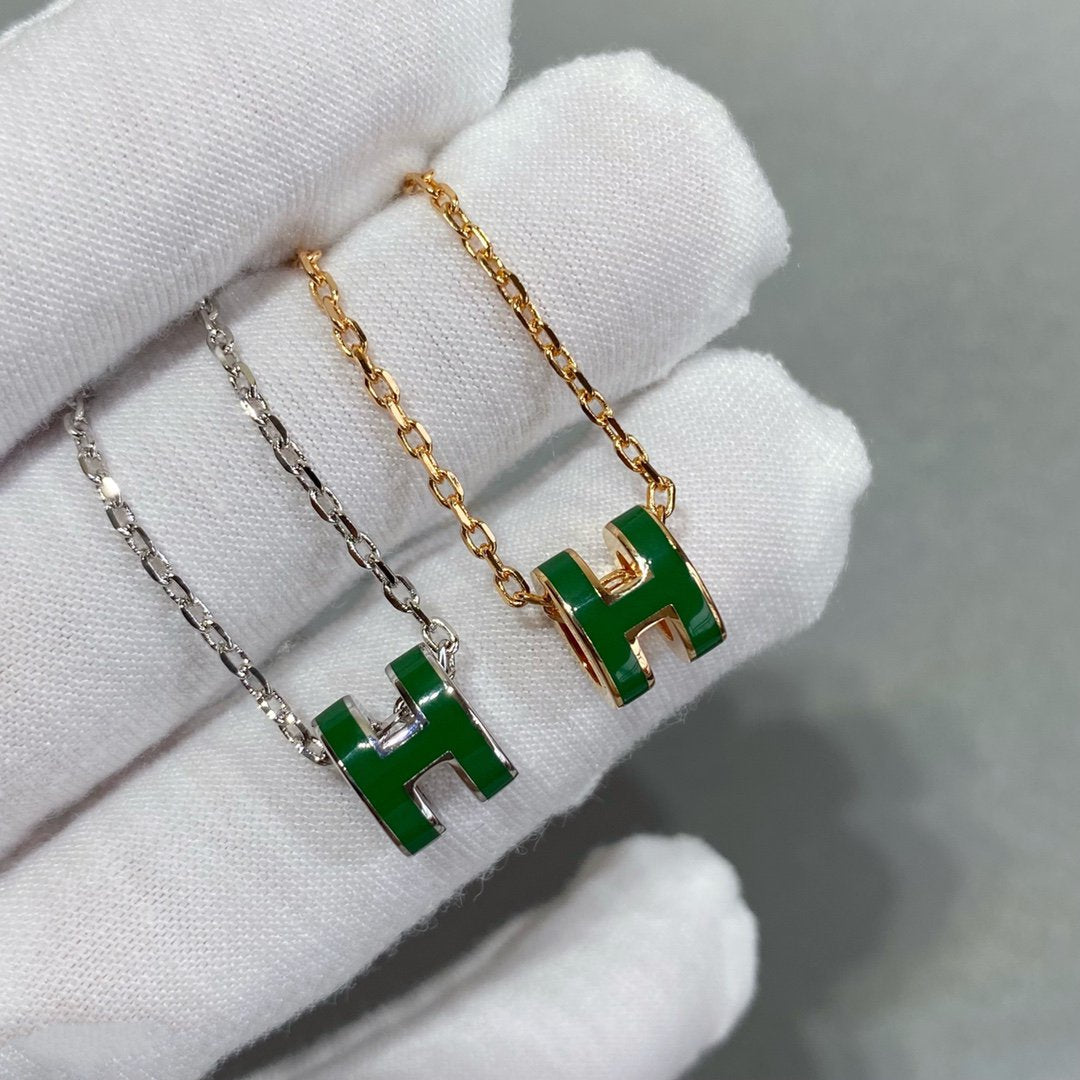 GlowPOP H GREEN NECKLACE SILVER AND GOLD