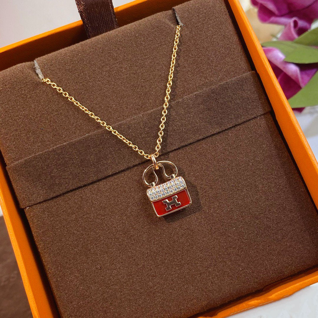 GlowCONSTANCE RED PEDANT PINK GOLD NECKLACE